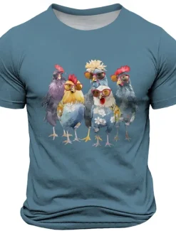 Outlet OUKU Men's Bird T Shirt Short Sleeve T shirt 3D Print Crew Neck Shirt Fashion Athleisure Street Sports Outdoor Black Blue Purple Summer Spring Clothing Apparel S M L XL XXL XXXL