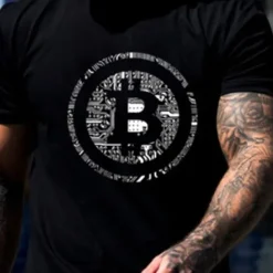 New OUKU Men's Bitcoin T Shirt Casual Style 100% Cotton Short Sleeve Graphic Shirt Wine Black White Comfortable Tee Vacation Casual Fashion Designer Clothing
