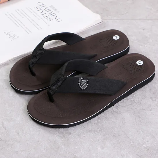 Discount OUKU Men's Black Flip-Flop Sandals with Cushioned Sole - Comfortable Casual Beach and Summer Footwear