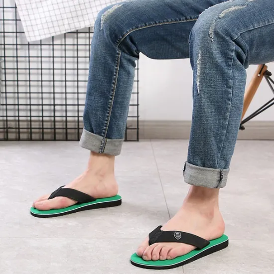 Discount OUKU Men's Black Flip-Flop Sandals with Cushioned Sole - Comfortable Casual Beach and Summer Footwear