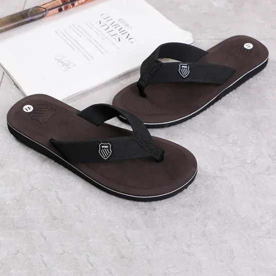 Discount OUKU Men's Black Flip-Flop Sandals with Cushioned Sole - Comfortable Casual Beach and Summer Footwear
