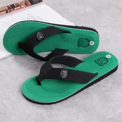 Discount OUKU Men's Black Flip-Flop Sandals with Cushioned Sole - Comfortable Casual Beach and Summer Footwear