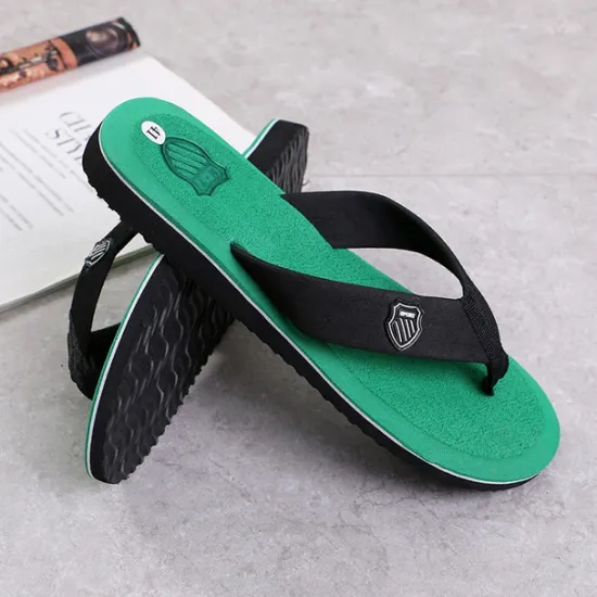 Discount OUKU Men's Black Flip-Flop Sandals with Cushioned Sole - Comfortable Casual Beach and Summer Footwear