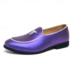 Outlet OUKU Men's Black Patent Faux Leather Loafers with Yellow Trim and Tassel Detail - Stylish Slip-On Shoes for Wedding, Formal Events and Parties