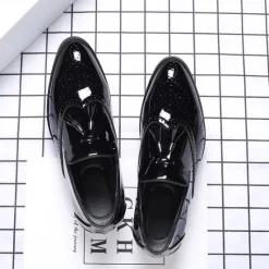 Best OUKU Men's Patent Leather Tassel Loafers – Sleek Formal Dress Shoes with Brogue Detailing Black