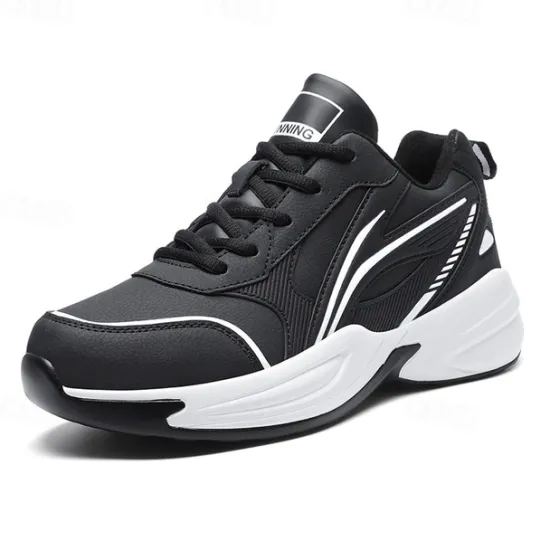 Hot OUKU Men's Black Running Sneakers with Fur Lining, Winter Warm Athletic Shoes for Outdoor Sports and Casual Wear