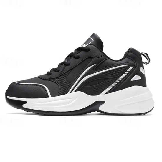 Hot OUKU Men's Black Running Sneakers with Fur Lining, Winter Warm Athletic Shoes for Outdoor Sports and Casual Wear