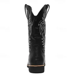 Discount OUKU Men's Western Cowboy Boots – Embroidered Shaft with Classic Pointed Toe, Vintage Style for Rodeo or Casual Wear Black