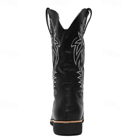 Discount OUKU Men's Western Cowboy Boots – Embroidered Shaft with Classic Pointed Toe, Vintage Style for Rodeo or Casual Wear Black