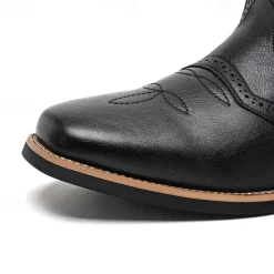 Discount OUKU Men's Western Cowboy Boots – Embroidered Shaft with Classic Pointed Toe, Vintage Style for Rodeo or Casual Wear Black