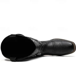 Discount OUKU Men's Western Cowboy Boots – Embroidered Shaft with Classic Pointed Toe, Vintage Style for Rodeo or Casual Wear Black