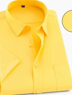 Best OUKU Men's Black White Yellow Pink Short Sleeve Square Neck Summer Clothing Apparel Print