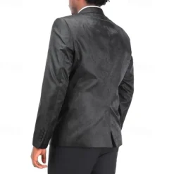 Best OUKU Men's Blazer Business Cocktail Party Wedding Party Fashion Casual Spring Autumn / Fall Polyester Plain Jacquard Buttons Comfortable Single Breasted Blazer Black Burgundy Blue