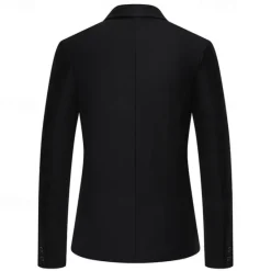 OUKU Men's Blazer Business Cocktail Party Wedding Party Fashion Casual Spring & Fall Cotton Blend Solid Color Pocket 2 in 1 Comfortable Single Breasted Blazer Black White Burgundy Royal Blue