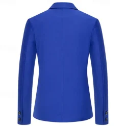OUKU Men's Blazer Business Cocktail Party Wedding Party Fashion Casual Spring & Fall Cotton Blend Solid Color Pocket 2 in 1 Comfortable Single Breasted Blazer Black White Burgundy Royal Blue