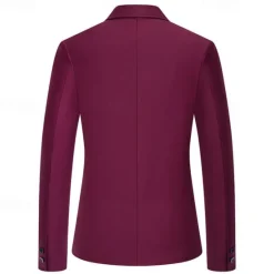OUKU Men's Blazer Business Cocktail Party Wedding Party Fashion Casual Spring & Fall Cotton Blend Solid Color Pocket 2 in 1 Comfortable Single Breasted Blazer Black White Burgundy Royal Blue