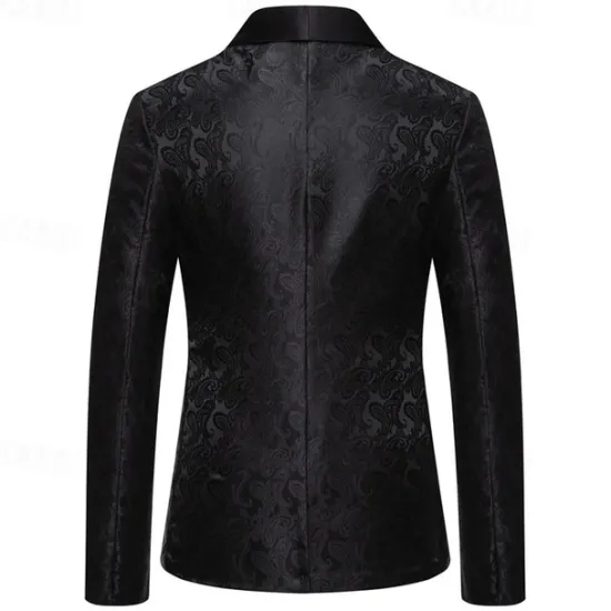 Best OUKU Men's Blazer Business Cocktail Party Wedding Party Fashion Casual Spring & Fall Cotton Blend Paisley Pocket Buttons Comfortable Single Breasted Blazer Silver Dark Gray Black White