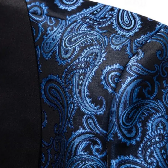 Best OUKU Men's Blazer Business Cocktail Party Wedding Party Fashion Casual Spring & Fall Cotton Blend Paisley Pocket Buttons Comfortable Single Breasted Blazer Silver Dark Gray Black White