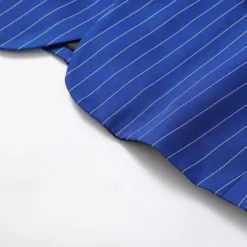Outlet OUKU Men's Blazer Business Cocktail Party Wedding Party Fashion Casual Spring & Fall Polyester Stripes Pocket Buttons Comfortable Double Breasted Blazer Blue Purple Orange