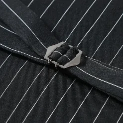 Discount OUKU Men's Blazer Business Cocktail Party Wedding Party Fashion Casual Spring & Fall Polyester Stripes Pocket Buttons Comfortable Double Breasted Blazer Black White Sky Blue