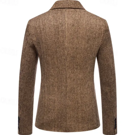 Online OUKU Men's Blazer Business Cocktail Party Wedding Party Fashion Casual Spring & Fall Polyester Solid Color Pocket Buttons Comfortable Single Breasted Blazer Dark Gray khaki Light Grey