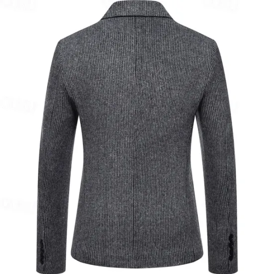 Online OUKU Men's Blazer Business Cocktail Party Wedding Party Fashion Casual Spring & Fall Polyester Solid Color Pocket Buttons Comfortable Single Breasted Blazer Dark Gray khaki Light Grey