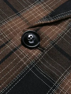 OUKU Men's Blazer Business Cocktail Party Wedding Party Fashion Casual Spring Autumn / Fall Polyester Plaid Pocket Buttons Comfortable Single Breasted Blazer Coffee