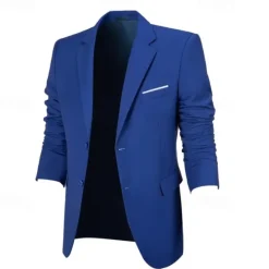 Best OUKU Men's Blazer Business Cocktail Party Wedding Party Fashion Casual Spring & Fall Polyester Plain Pocket Buttons Comfortable Single Breasted Blazer Black White Navy Blue Royal Blue