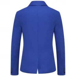 Hot OUKU Men's Blazer Business Cocktail Party Wedding Party Fashion Casual Spring & Fall Cotton Blend Color Block Patchwork Pocket Comfortable Single Breasted Blazer Black White Burgundy Blue