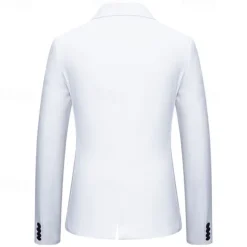 Hot OUKU Men's Blazer Business Cocktail Party Wedding Party Fashion Casual Spring & Fall Cotton Blend Color Block Patchwork Pocket Comfortable Single Breasted Blazer Black White Burgundy Blue
