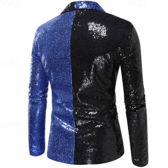 Sale OUKU Men's Blazer Business Cocktail Party Wedding Party Fashion Casual Spring & Fall Polyester Color Block Pocket Buttons Comfortable Single Breasted Blazer Silver Red Royal Blue Purple