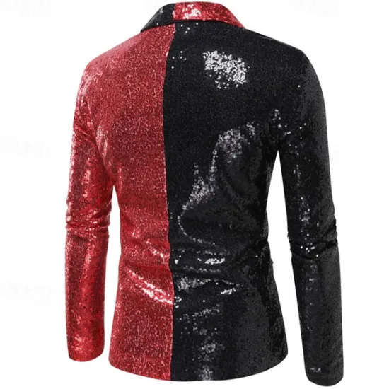 Sale OUKU Men's Blazer Business Cocktail Party Wedding Party Fashion Casual Spring & Fall Polyester Color Block Pocket Buttons Comfortable Single Breasted Blazer Silver Red Royal Blue Purple