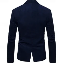 Sale OUKU Men's Blazer Business Cocktail Party Wedding Party Fashion Casual Spring & Fall Corduroy Plain Pocket Buttons Comfortable Single Breasted Blazer Burgundy Navy Blue khaki
