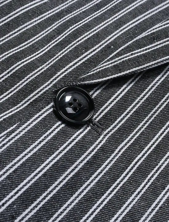 Best OUKU Men's Blazer Business Cocktail Party Wedding Party Fashion Casual Spring Autumn / Fall Polyester Stripes Pocket Buttons Comfortable Single Breasted Blazer Dark Gray Light Grey