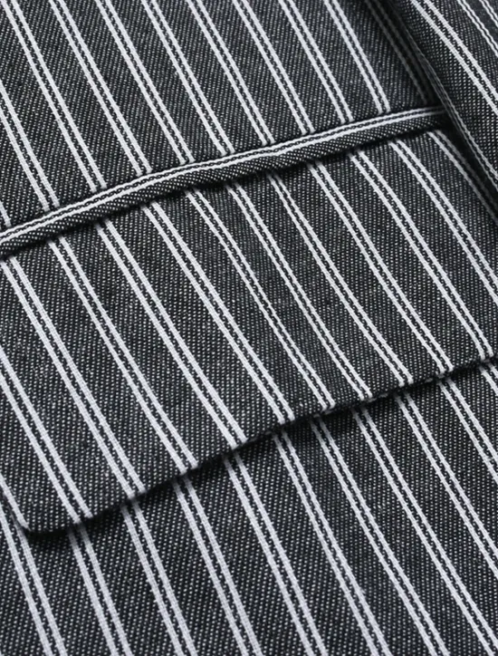 Best OUKU Men's Blazer Business Cocktail Party Wedding Party Fashion Casual Spring Autumn / Fall Polyester Stripes Pocket Buttons Comfortable Single Breasted Blazer Dark Gray Light Grey