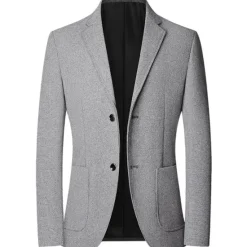 Online OUKU Men's Blazer Business Wedding Party Fashion Casual Spring & Fall Polyester Plain Buttons Casual / Daily Single Breasted Blazer Red Dark Navy Blue Brown