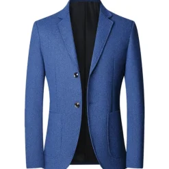 Online OUKU Men's Blazer Business Wedding Party Fashion Casual Spring & Fall Polyester Plain Buttons Casual / Daily Single Breasted Blazer Red Dark Navy Blue Brown
