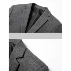Hot OUKU Men's Blazer Business Wedding Party Fashion Casual Winter Spring & Fall Wool Blend Plain Pocket Casual / Daily Single Breasted Blazer Black Burgundy Navy Blue Gray