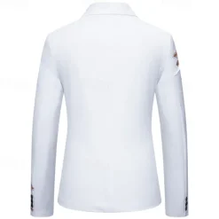 Clearance OUKU Men's Blazer Business Wedding Party Without Dress Pants Fashion Casual Spring & Fall Polyester Uniform Cloth Plain Printing Buttons Casual / Daily Single Breasted Blazer Black White Red Royal Blue