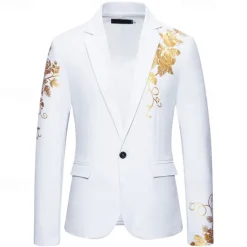 Clearance OUKU Men's Blazer Business Wedding Party Without Dress Pants Fashion Casual Spring & Fall Polyester Uniform Cloth Plain Printing Buttons Casual / Daily Single Breasted Blazer Black White Red Royal Blue