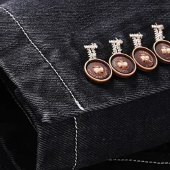 New OUKU Men's Blazer Denim Jacket Vacation Casual Daily Wear Fashion Casual Spring & Fall Polyester Denim Pocket Buttons Comfortable Single Breasted Blazer Black Grey