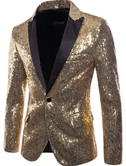 Hot OUKU Men's Blazer Jacket Blazer V Neck Fashion Party Retro Solid Colored Black Red Blue Regular Fit