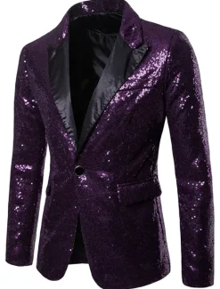 Hot OUKU Men's Blazer Jacket Blazer V Neck Fashion Party Retro Solid Colored Black Red Blue Regular Fit