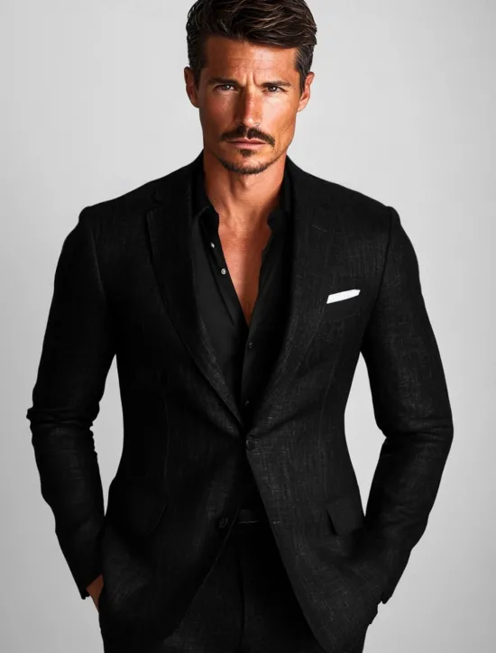 New OUKU Men's Blazer Jacket Formal Wedding Guest Casual Daily Fashion Casual All Seasons Polyester Cotton Blend Solid Colored Basic Single Breasted Blazer Black