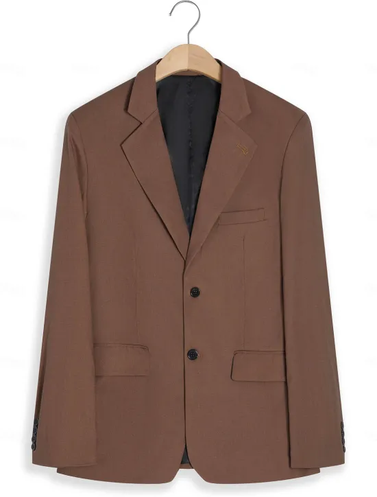 New OUKU Men's Blazer Jacket Linen Blazer Notch Collar Fashion Casual Solid Colored Dark Khaki Black Yellow Tailored Fit Single Breasted Two-buttons