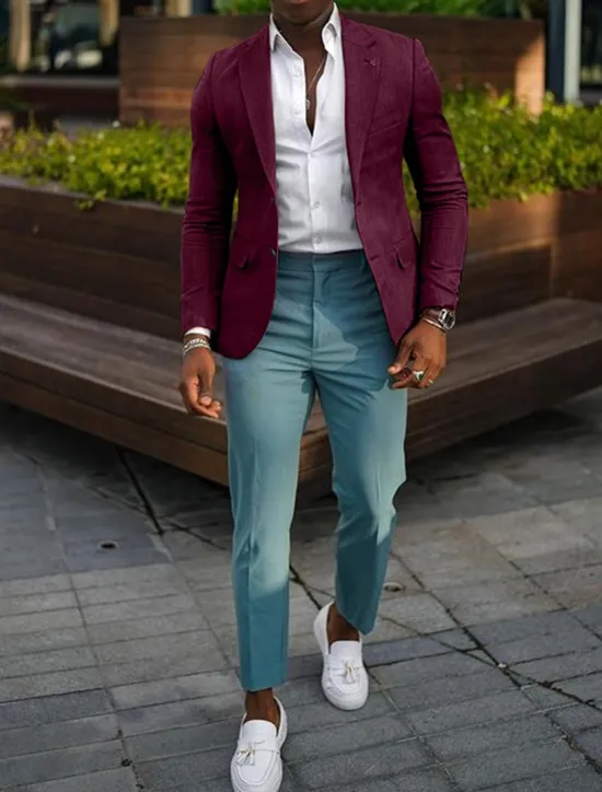New OUKU Men's Blazer Jacket Linen Blazer Notch Collar Fashion Casual Solid Colored Dark Khaki Black Yellow Tailored Fit Single Breasted Two-buttons