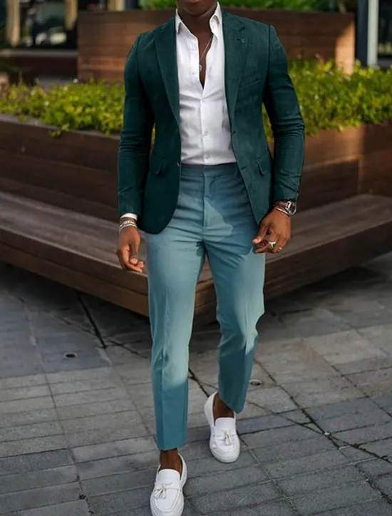 New OUKU Men's Blazer Jacket Linen Blazer Notch Collar Fashion Casual Solid Colored Dark Khaki Black Yellow Tailored Fit Single Breasted Two-buttons