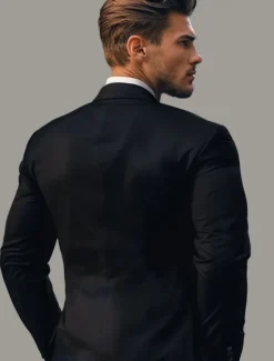 Outlet OUKU Men's Blazer Jacket School Formal Wedding Elegant Neutral Fall Winter Polyester Rayon Solid Color Double Breasted Blazer Black Navy Blue