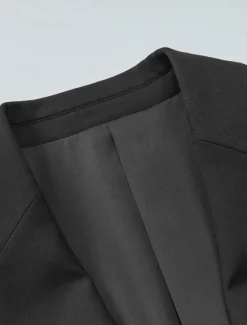 Clearance OUKU Men's Blazer Jacket School Formal Wedding Elegant Warm Fall Winter Wool Solid Color Single Breasted One-button Blazer Black