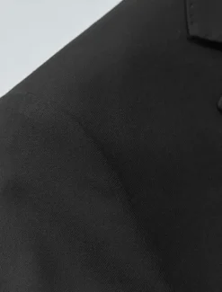 Clearance OUKU Men's Blazer Jacket School Formal Wedding Elegant Warm Fall Winter Wool Solid Color Single Breasted One-button Blazer Black